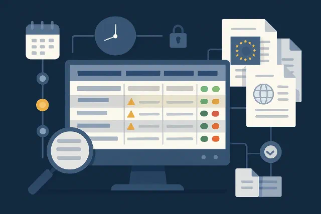 Screen showing a notification of a new entry on the EU sanctions list — sanctions list update monitoring in a company